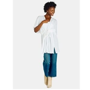 Time and Tru Arctic White Tie-Front Ruana‎ Kimono Swim Cover Up XXL XXXL New NWT
